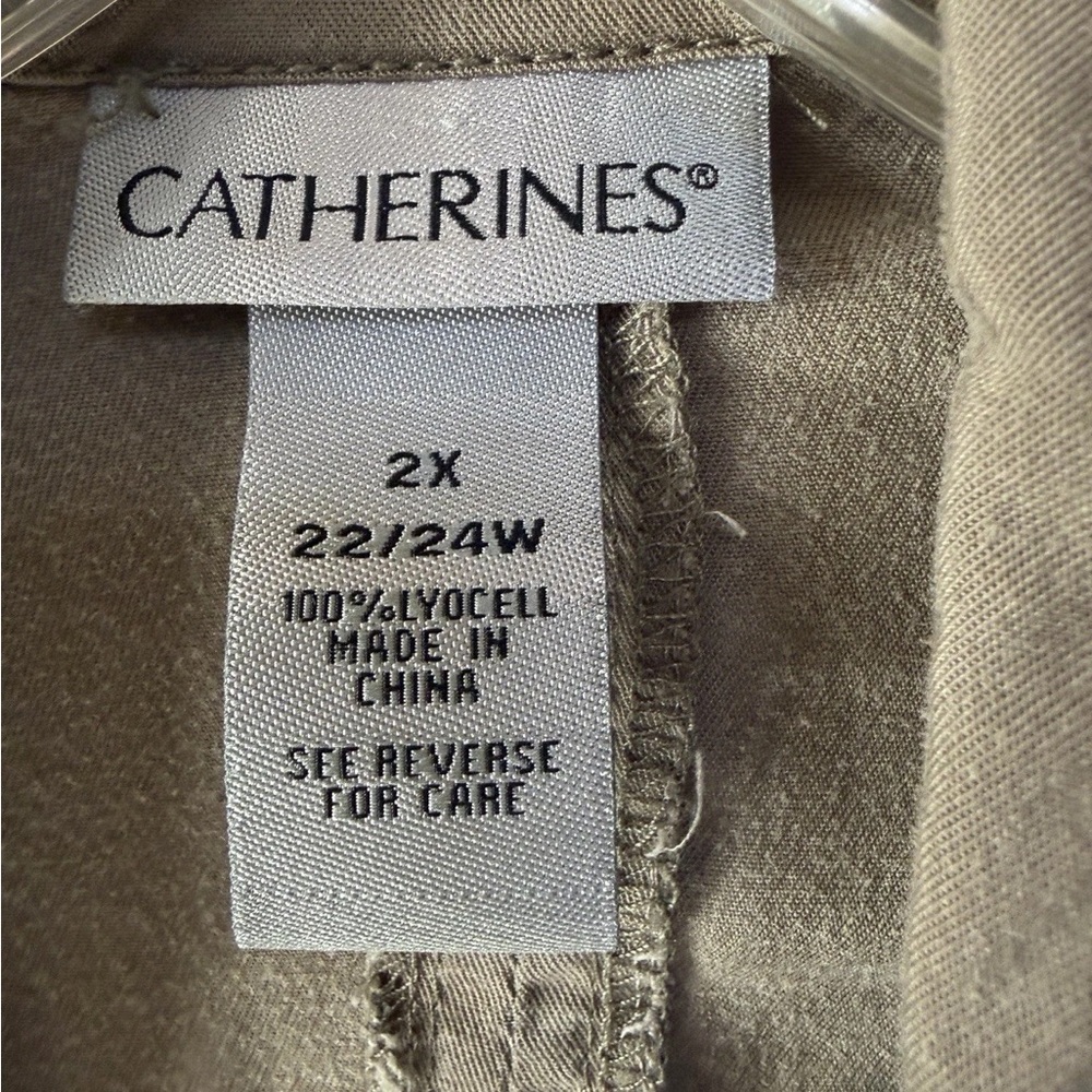 Catherines Utility Jacket Womens 2X Olive 100% Lyocell Studded Collar Zip Front - Picture 4 of 4